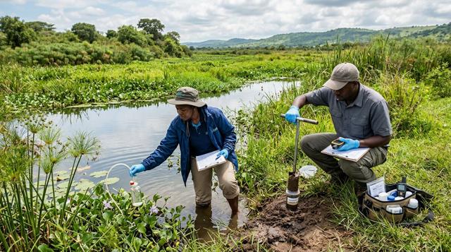 Prélèvements environnementaux en zone humide